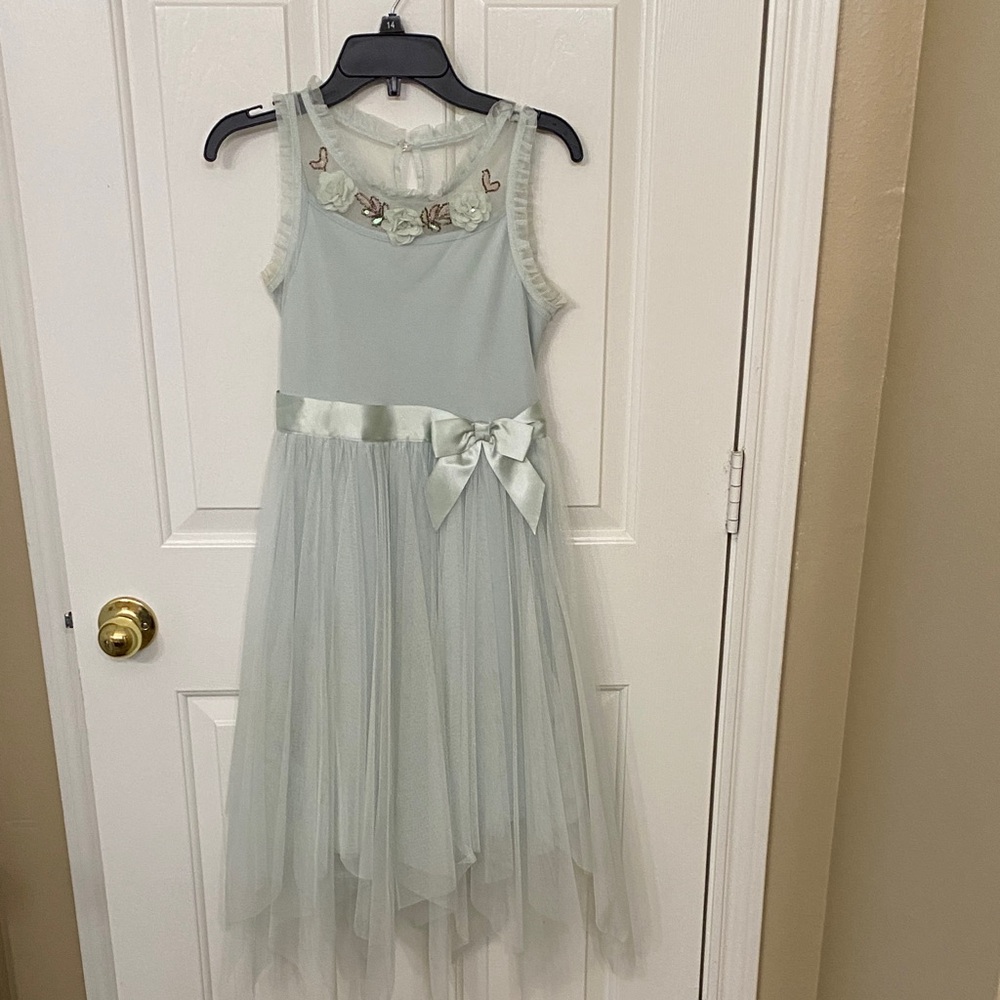 Lilt Charming Mint Green Kids Dress with Bow Perfect for Weddings